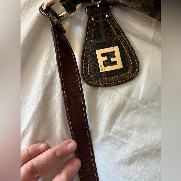 💯Authentic Fendi Zucchino and Zucca combination canvas leather handbag - Picture 15 of 16